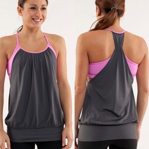 Lululemon pink and grey No Limits tank
